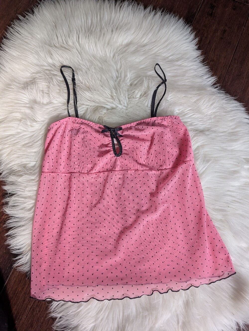 Vintage Y2k Victoria's Secret Pink Polka Dot Tank Top Camisole M Medium
